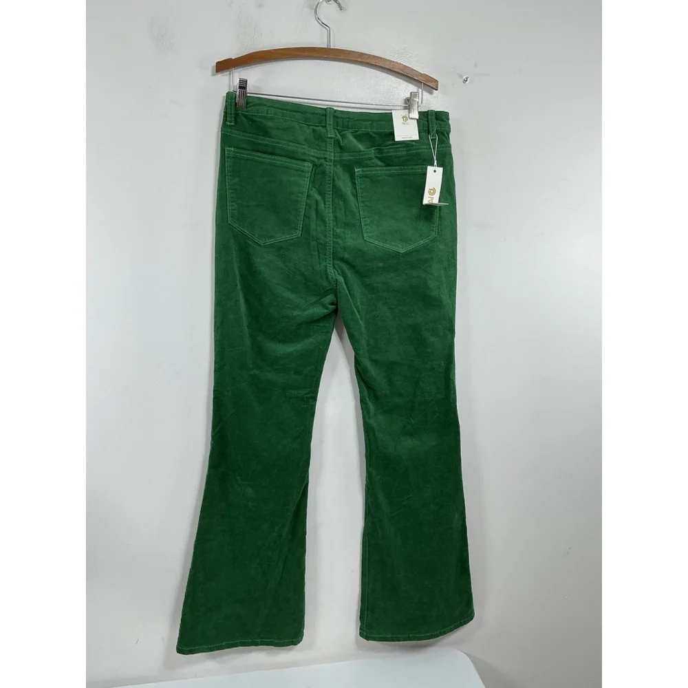 Womans NWT Potili Green Cordoury Flared Pants 16 Button Fly - Picture 2 of 6